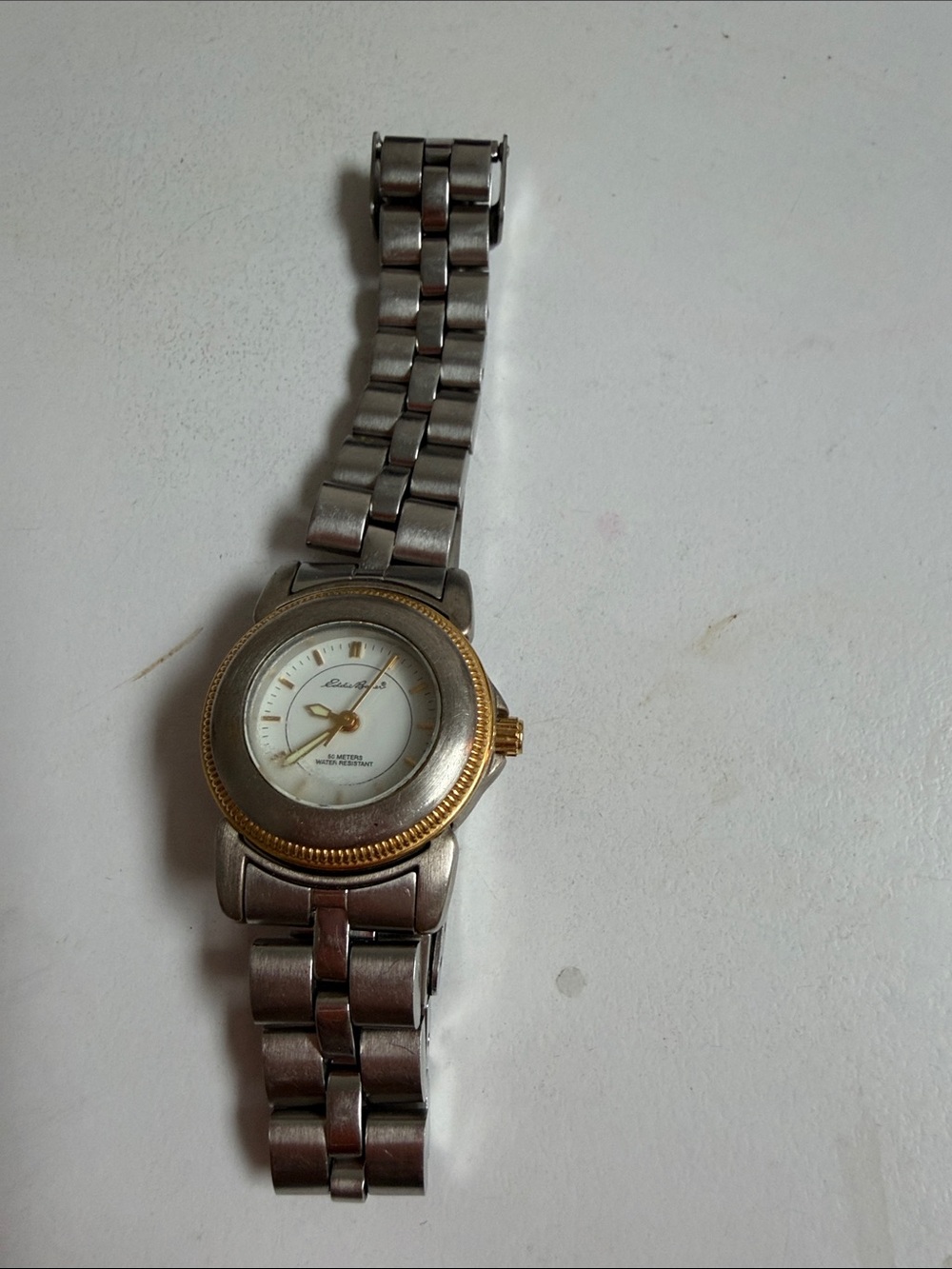 Eddie Bauer Two-Tone Stainless Steel Watch with White Dial